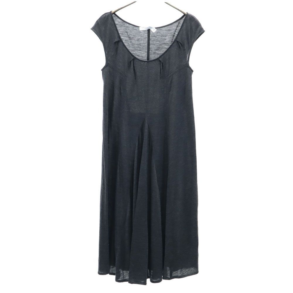 Christian Dior クリスチャンディオール ポルトガル製 ノースリーブ 膝丈ワンピース 36 チャコールグレー