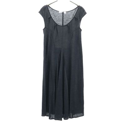 Christian Dior クリスチャンディオール ポルトガル製 ノースリーブ 膝丈ワンピース 36 チャコールグレー