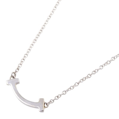 ティファニー TIFFANY&CO Tスマイルミニ ネックレス ネックレス ジュエリー K18WG(ホワイトゴールド) レディース シルバー系 【中古】