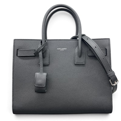 SAINT LAURENT 極美品 サンローラン サック ド ジュール ベイビー 2way ハンドバッグ ショルダーバッグ 421863 レザー ブラック シルバー金具 トートバッグ Aランク 鑑定済 中古 サンローランバッグ