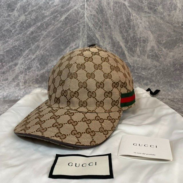 GUCCI Original GG Canvas Baseball Hat With Web "Beige/Ebony"
