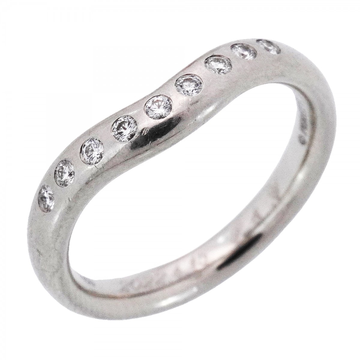 【6jdb0427-25】ティファニー リング カーブドバンド Pt950 プラチナ ダイヤモンド 10号【中古】レディース
