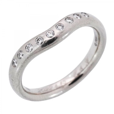 【6jdb0427-25】ティファニー リング カーブドバンド Pt950 プラチナ ダイヤモンド 10号【中古】レディース