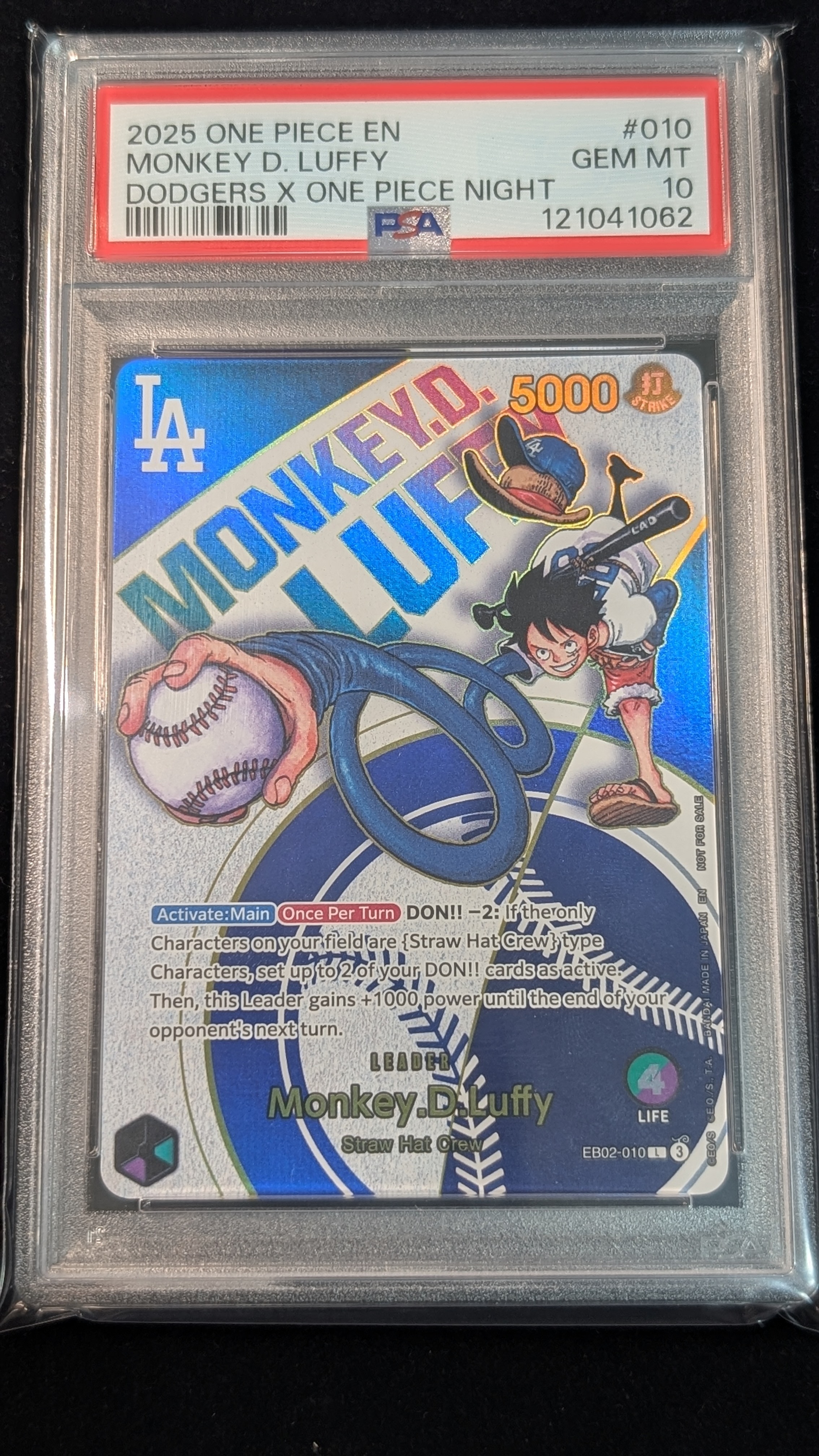 モンキー・D・ルフィ L [EB02-010]【英語版】(プロモーションカード「ワンピースカードゲーム x ロサンゼルスドジャース」)