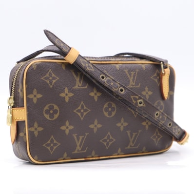LOUIS VUITTON ルイ・ヴィトン モノグラム ポシェット マルリーバンドリエール M51828 ショルダーバッグ ブラウン ベージュ コーティングキャンバス レザー レディース