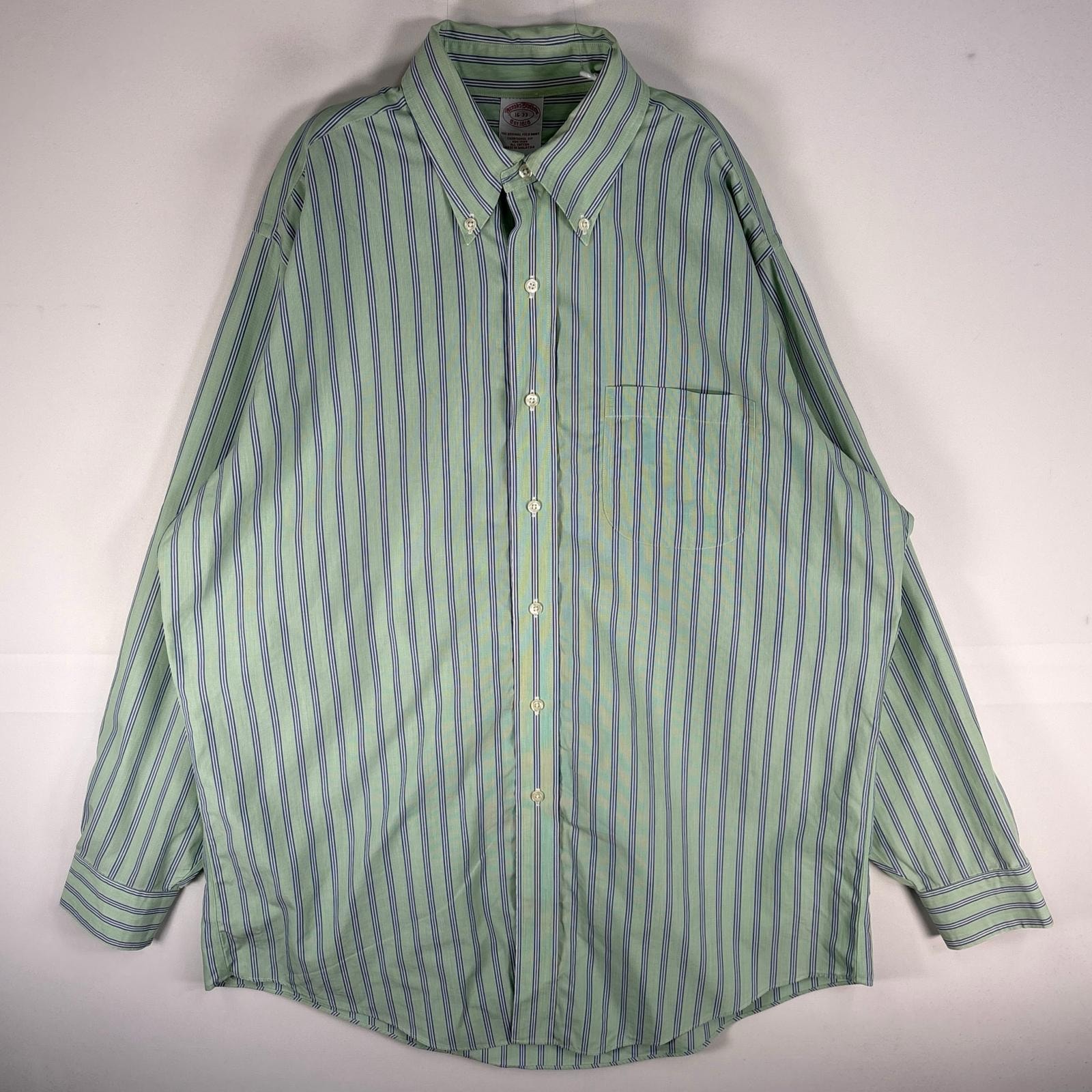 古着 ブルックスブラザーズ Brooks Brothers 長袖シャツ ストライプ ボタンダウン L グリーン系 マルチカラー メンズ