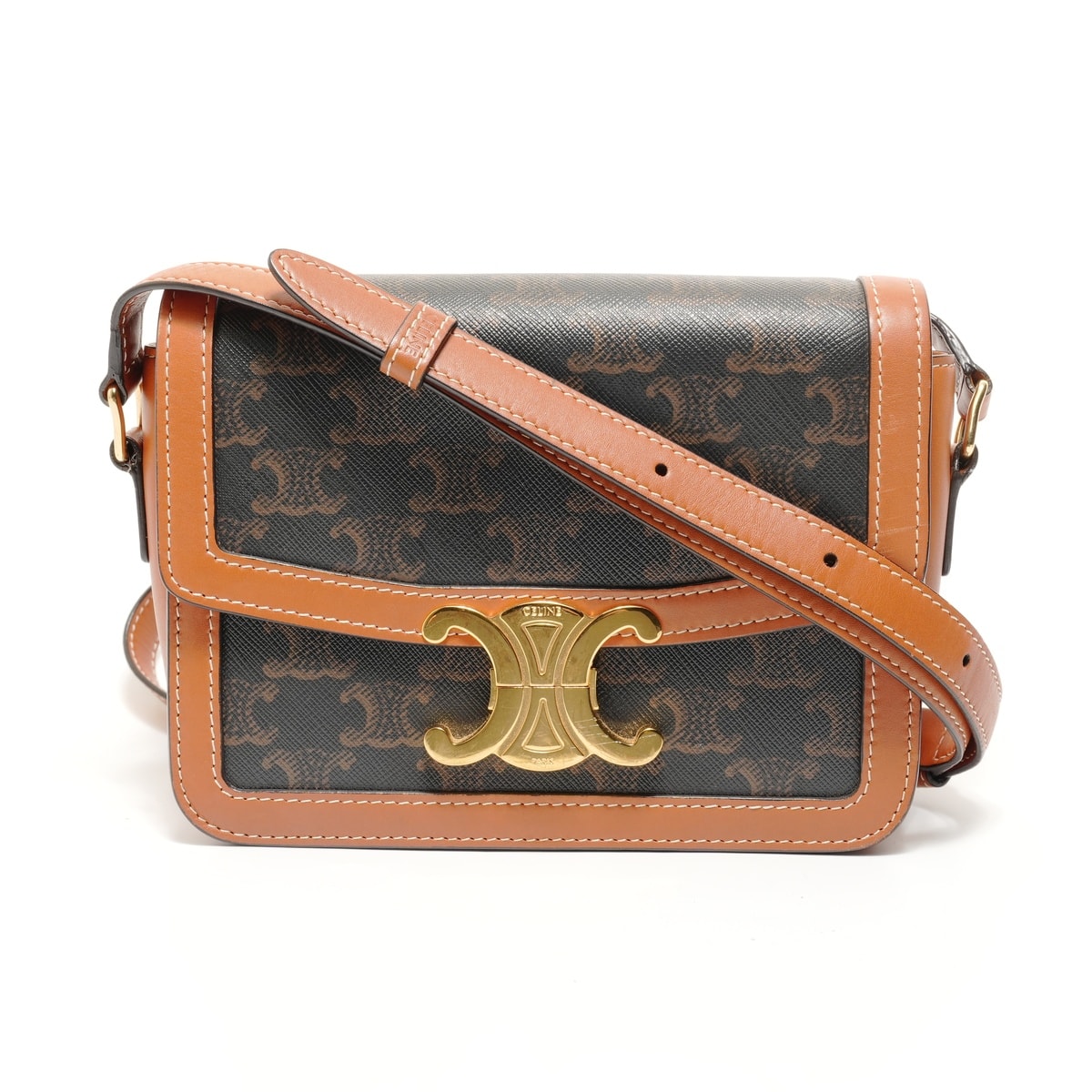 セリーヌ CELINE トリオンフ ティーン マカダム ショルダーバッグ【中古】