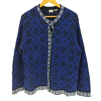 総柄 雪 メタルボタン ノルディック ニットカーディガン チロリアン【1139730760164】