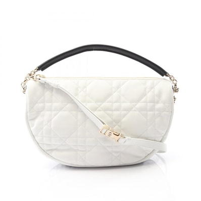 ディオール Dior VIBE ヴァイブ ミディアム ホーボー カナージュ ハンドバッグ バッグ レザー レディース ホワイト系 / ブラック系 【中古】