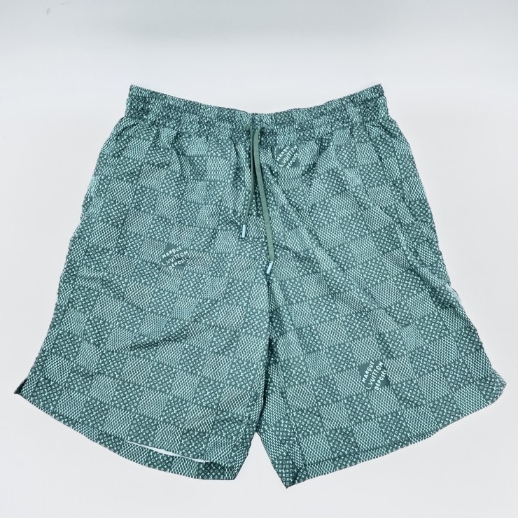 LOUIS VUITTON(ルイヴィトン)ダミエ スイムショーツ スイムパンツ グリーン モノグラム柄 メッシュ裏地 ウエストゴム ドローコード付 メンズ【中古】