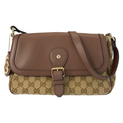 美品 GUCCI グッチ スーキー ブラウン ベージュ ゴールド金具 GGキャンバス レザー/ ショルダーバッグ ポシェット 601564 【中古】