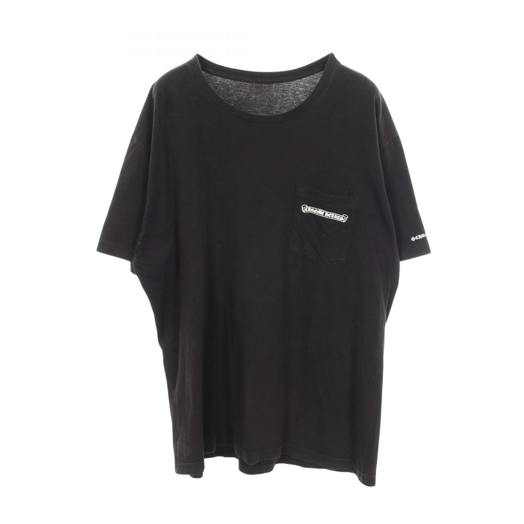 クロムハーツ CHROME HEARTS スクロールラベル ポケット付き 半袖Tシャツ 衣料品 トップス コットン メンズ ブラック系 【中古】