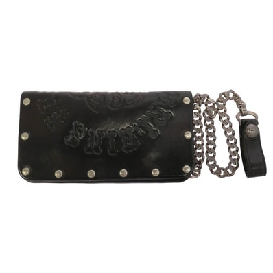 TENDERLOIN テンダーロイン 20SS × HOSANNA ホザーナ BS LONG WALLET ボルネオスカル ウォレットチェーン付き レザー ロング ウォレット 長財布 ブラック系【中古】