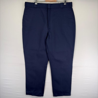 古着 ディッキーズ Dickies パンツ チノパン スラックス ワーク ストレート ワンポイントロゴ ジップ W42 L34 ネイビー系 メンズ
