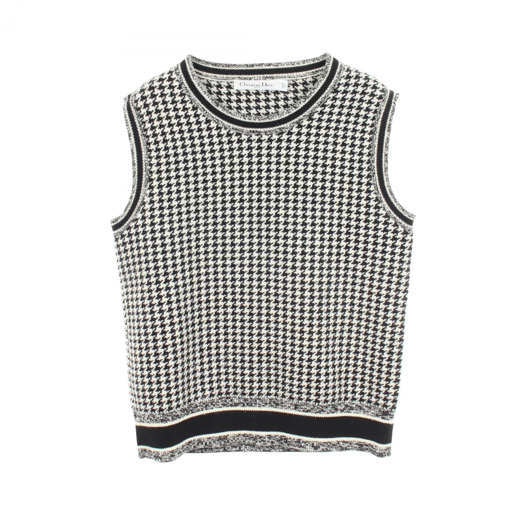 ディオール Dior 千鳥格子 ベスト 衣料品 トップス カシミヤ レディース ブラック系 / ホワイト系 【中古】