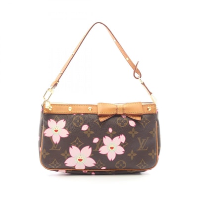 ルイ・ヴィトン LOUIS VUITTON ポシェット アクセソワール モノグラム チェリーブロッサム ハンドバッグ バッグ PVCコーティングキャンバス レザー ピンク レディース ブラウン系 / ピンク系 M92006 【中古】