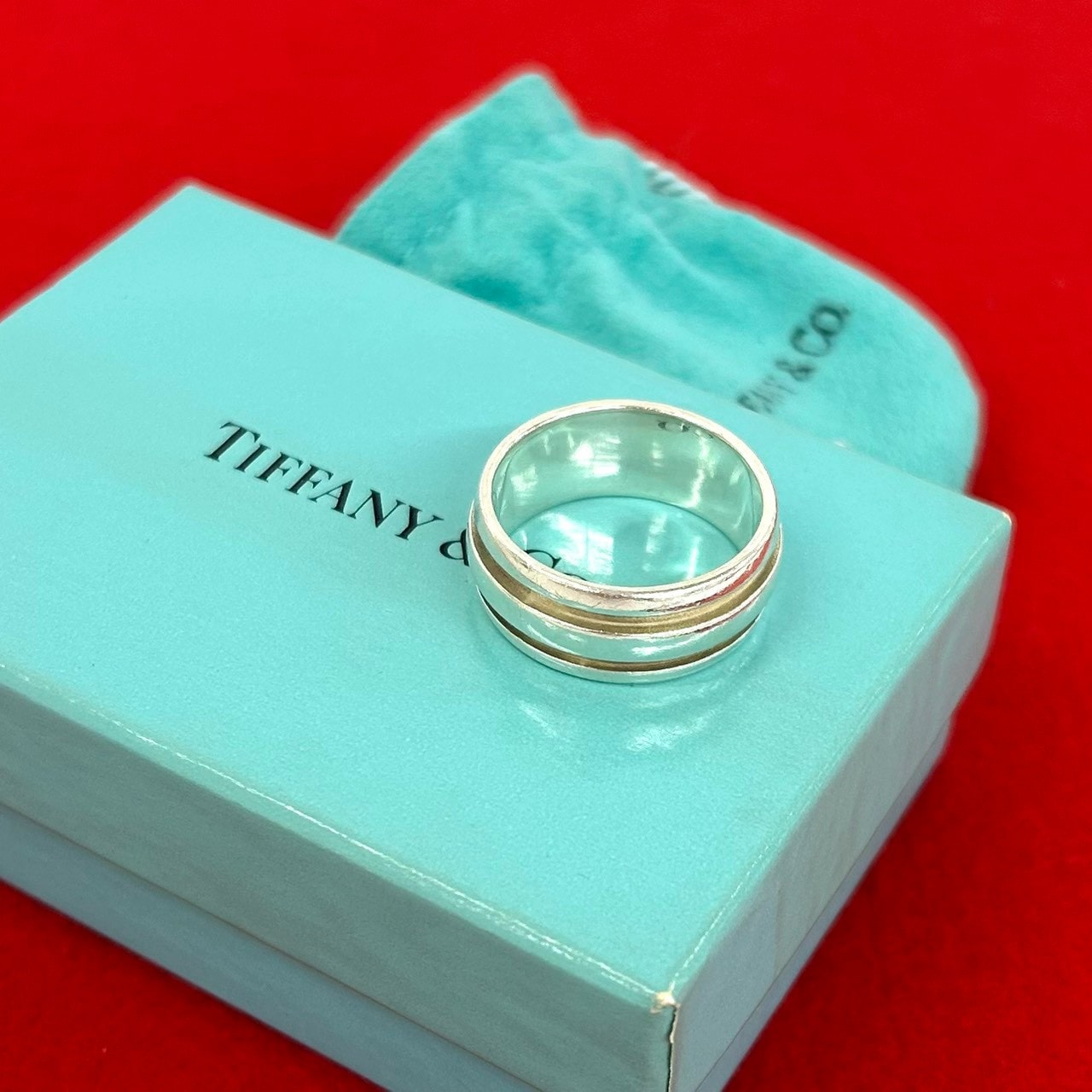 TIFFANY&Co. ティファニー グルーブド ダブルライン リング シルバー925 リング・指輪 18.5号 シルバー
 45194