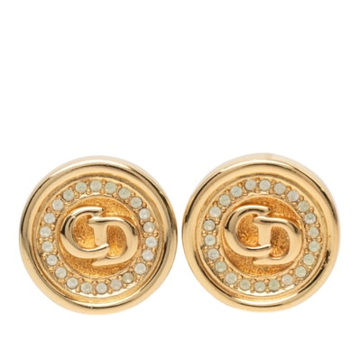 ディオール CDロゴ イヤリング ゴールド メッキ ラインストーン レディース Dior 中古