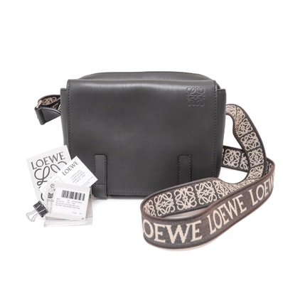 【極品】LOEWE ロエベ ミリタリー メッセンジャーバッグ XS グレー