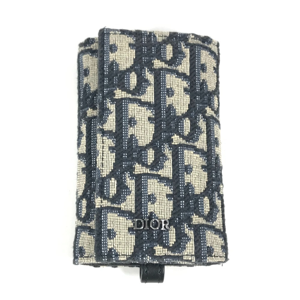 ディオール Dior ロゴ オブリーク 6連 6P 鍵 キーケース キャンバス ネイビー