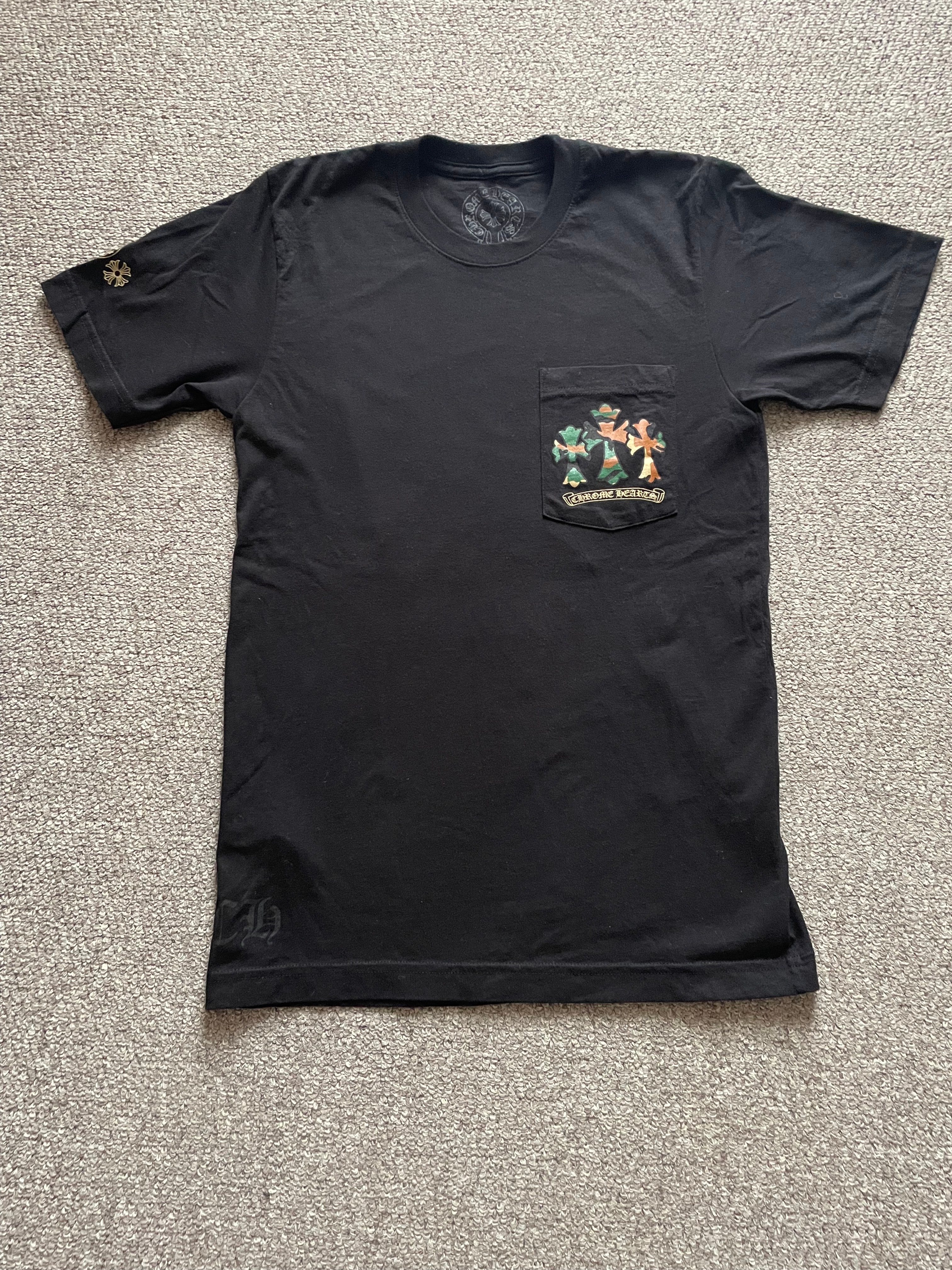 Chrome Hearts Horseshoe 3 CEM CRS Pocket T-Shirt Camouflage "Black/Gold"