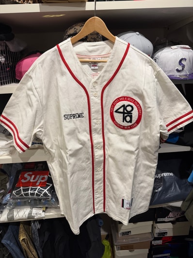 Supreme x 40 Acres Twill Baseball Jersey "Natural"