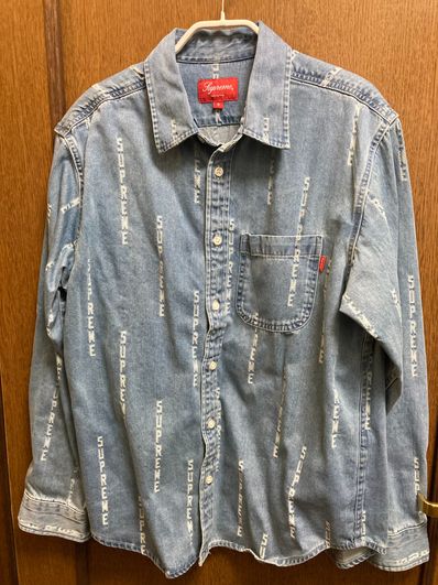 Supreme Warp Jacquard Logos Denim Shirt "Blue"