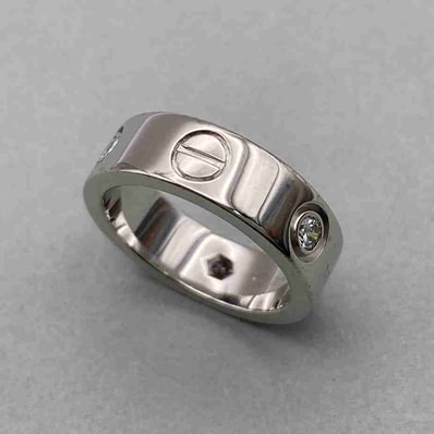 CARTIER カルティエ ラブリング 750WG ハーフダイヤ 48 リング・指輪 B4032500 K18ホワイトゴールド シルバー レディース【中古】