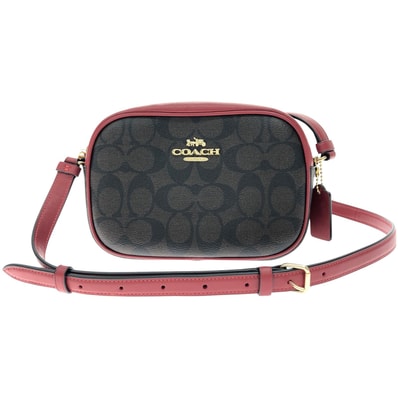 COACH コーチ レディース ショルダーバッグ アウトレット シグネチャー カメラバッグ ミニショルダー C9926 レッド×ブラウン