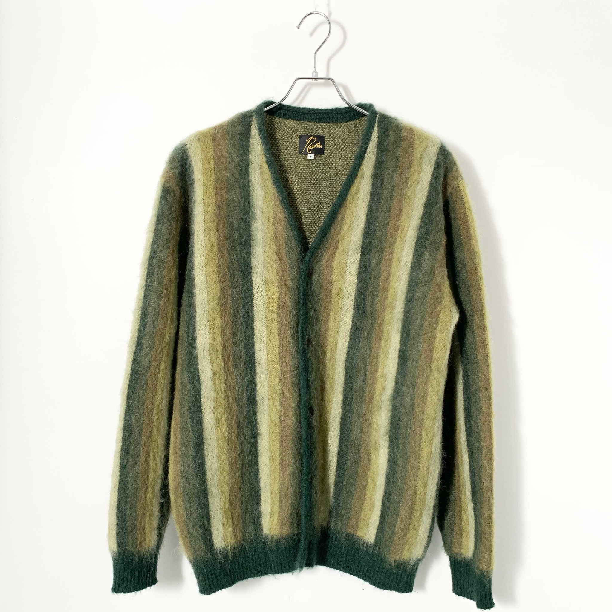 Needles × BEAMS Mohair Cardigan Stripe Knit "Green"