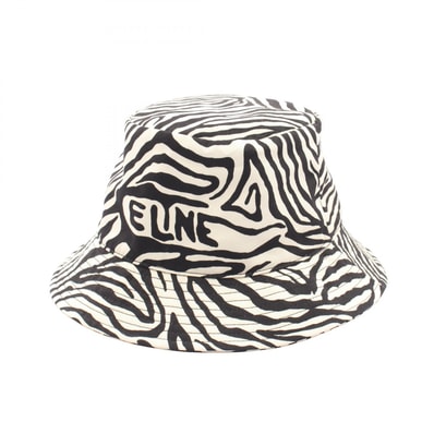 セリーヌ CELINE ゼブラ柄 バケット ハット 帽子 コットン レディース ブラック系 / アイボリー系 【中古】