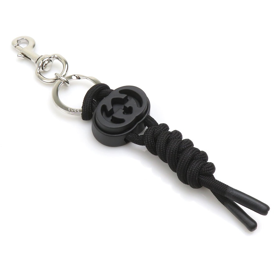 グッチ GUCCI チャーム キーリング ナイロン ブラック ユニセックス【中古】 56683k