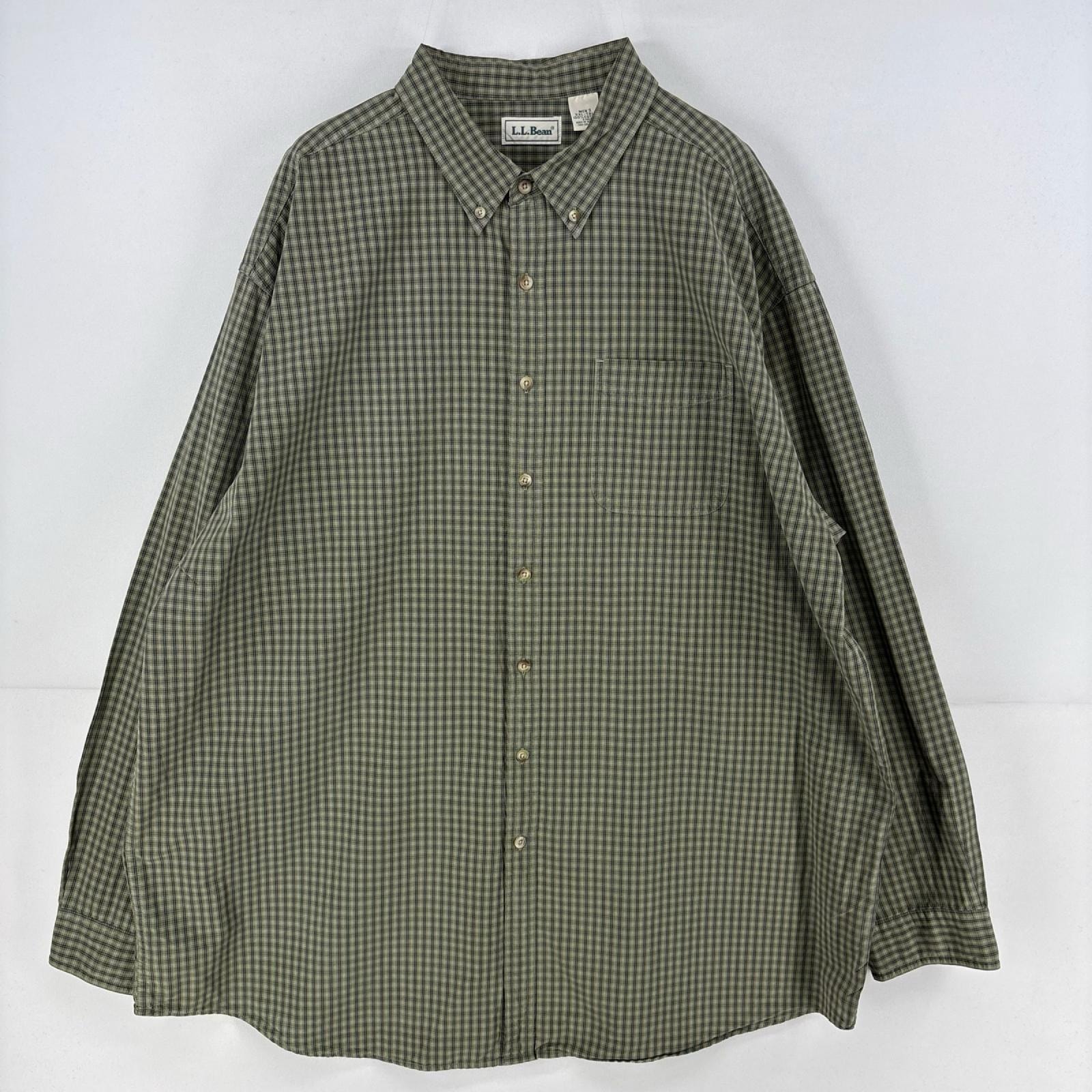 古着 90's/90年代 エルエルビーン L.L.Bean 長袖シャツ 胸ポケット 大きいサイズ アウトドア 2XL  グリーン系 チェック メンズ