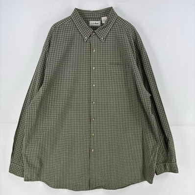 古着 90's/90年代 エルエルビーン L.L.Bean 長袖シャツ 胸ポケット 大きいサイズ アウトドア 2XL グリーン系 チェック メンズ