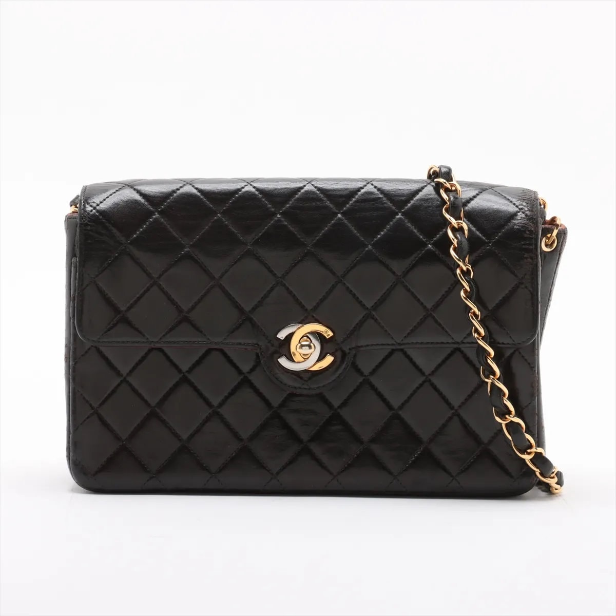 シャネル マトラッセラムスキン チェーンショルダーバッグ レザー