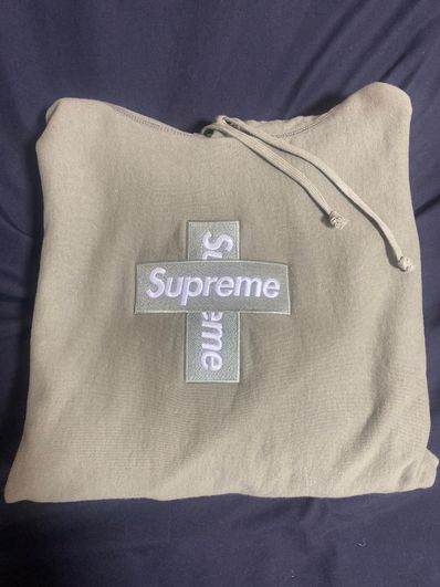 Supreme Cross Box Logo Hooded Sweatshirt "Light Olive"