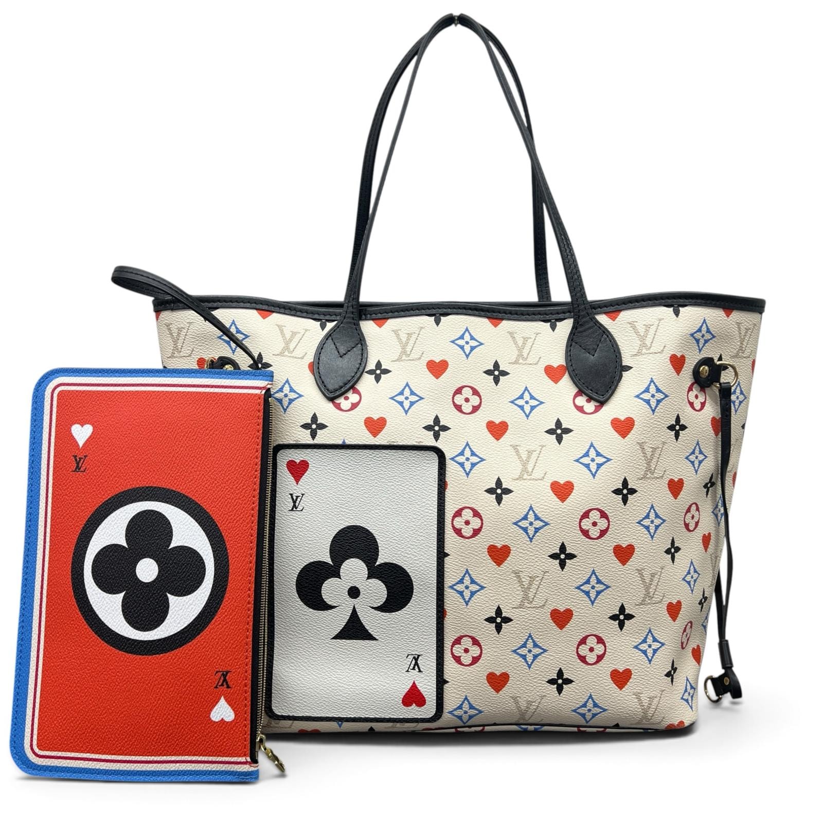 LOUIS VUITTON 希少 極美品 ルイヴィトン ネヴァーフルMM ゲームオン モノグラム クルーズコレクション トートバッグ M57462 ポーチ付き PVC レザー CA4230 RFID確認済 LV Aランク 中古 鑑定済