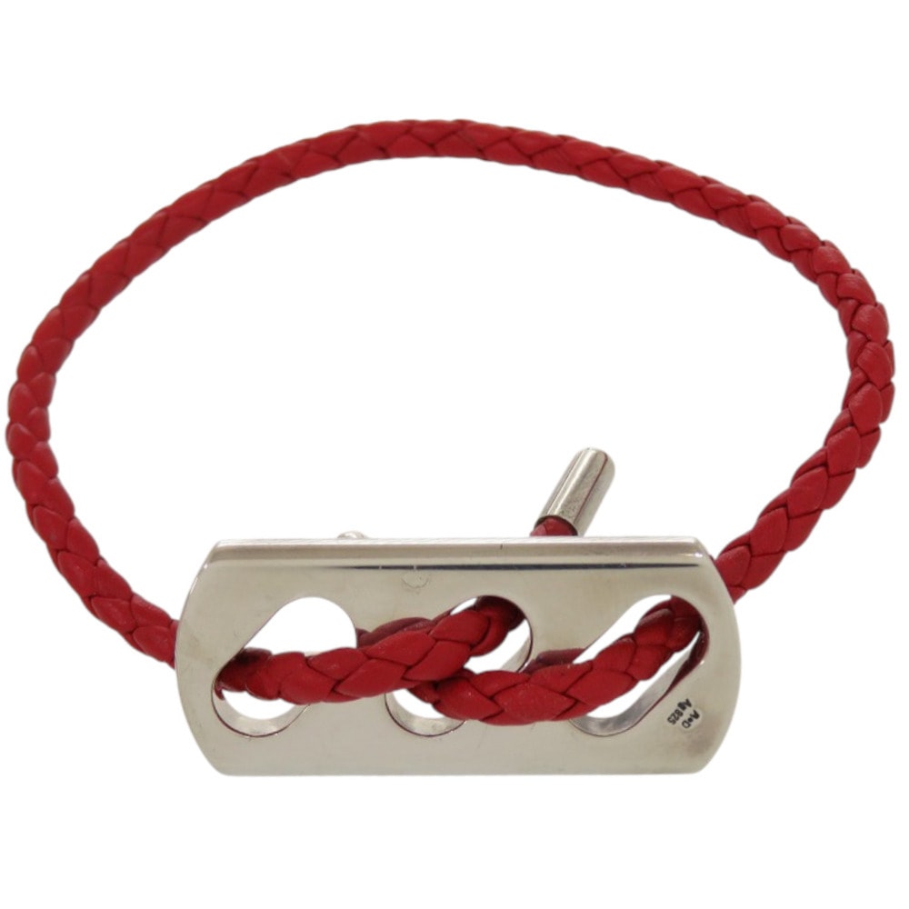 エルメス     レザー シルバー925 レッド   ブレスレット