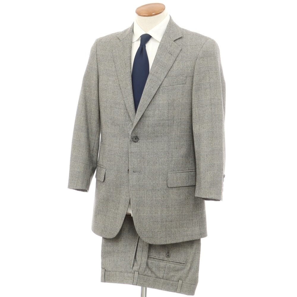 【中古】ブルックスブラザーズ Brooks Brothers ウール グレンチェック 2つボタンスーツ ブラックxホワイト【サイズ38SHT 32W】【メンズ】