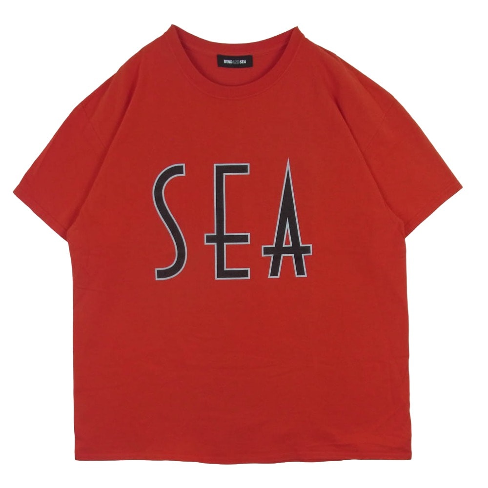 WIND AND SEA ウィンダンシー WDS-20A-CS-01 SEA wavy T-SHIRTS ロゴ プリント 半袖 Tシャツ コットン レッド系 XL【中古】