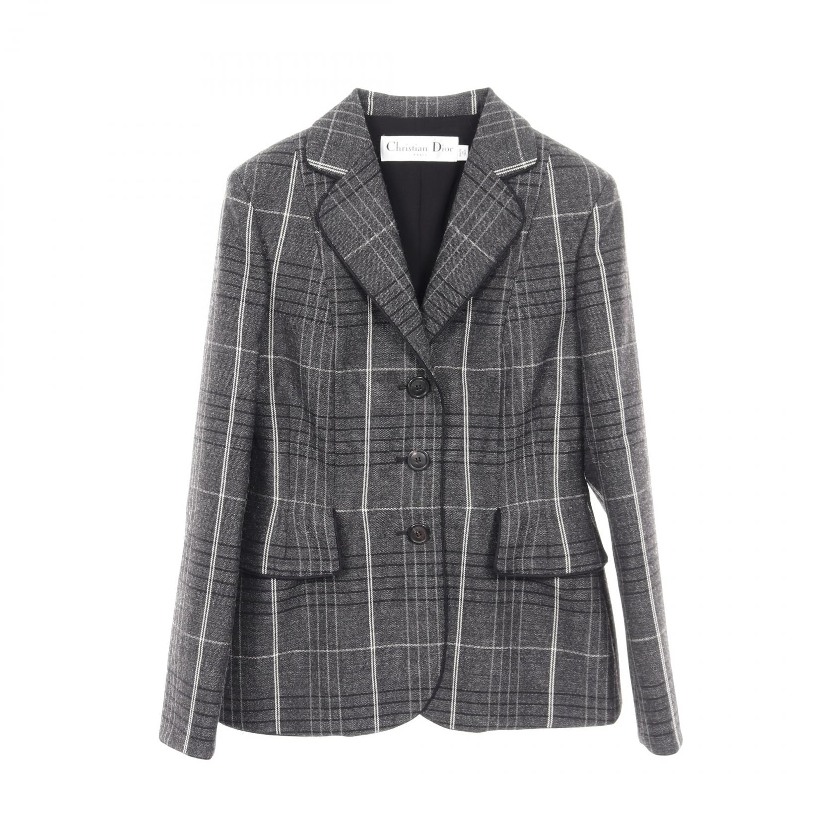 ディオール Dior テーラードジャケット 衣料品 アウター ウール レディース グレー系 【中古】