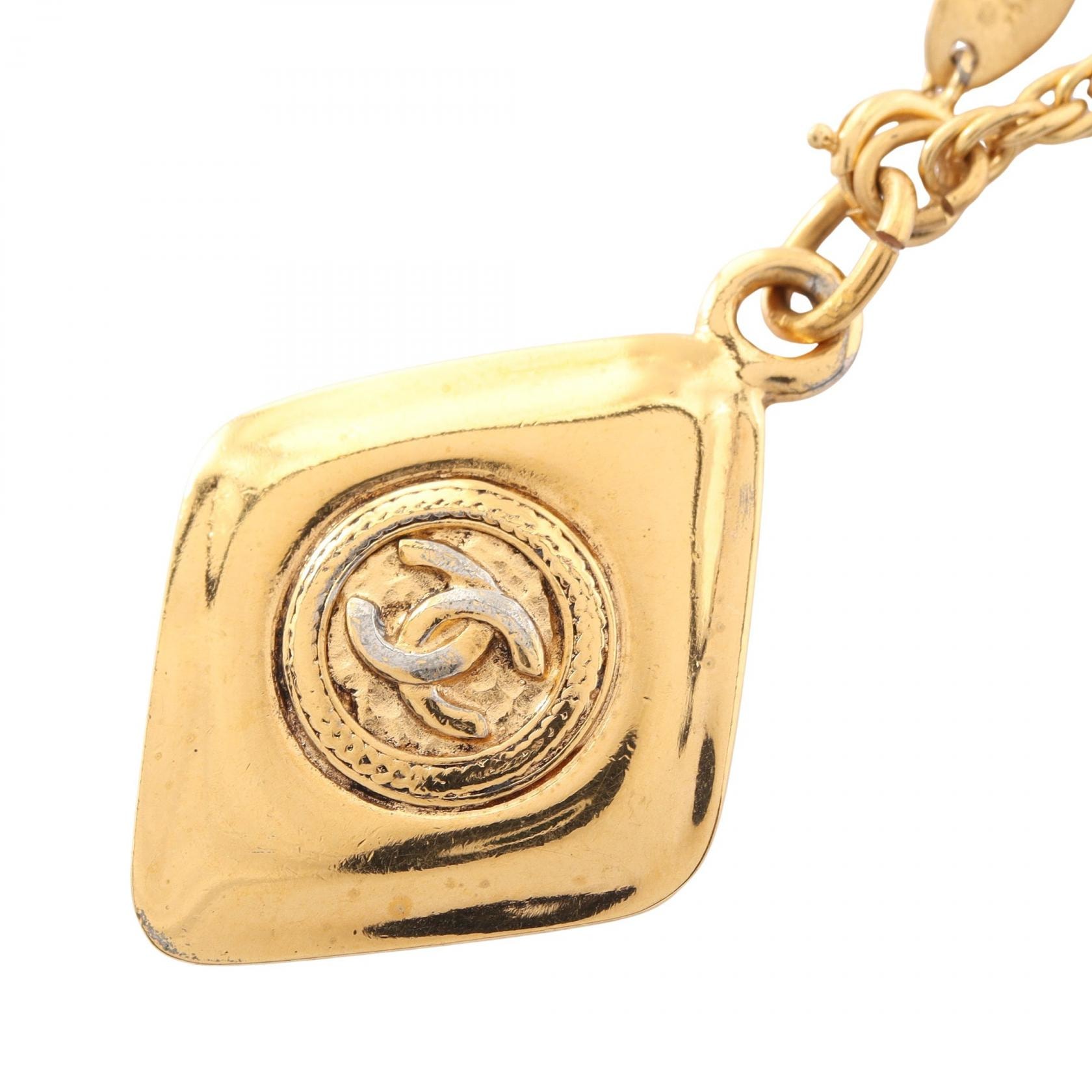 シャネル CHANEL ココマーク ひし形 ネックレス ジュエリー GP(ゴールドメッキ) レディース ゴールド系 【中古】