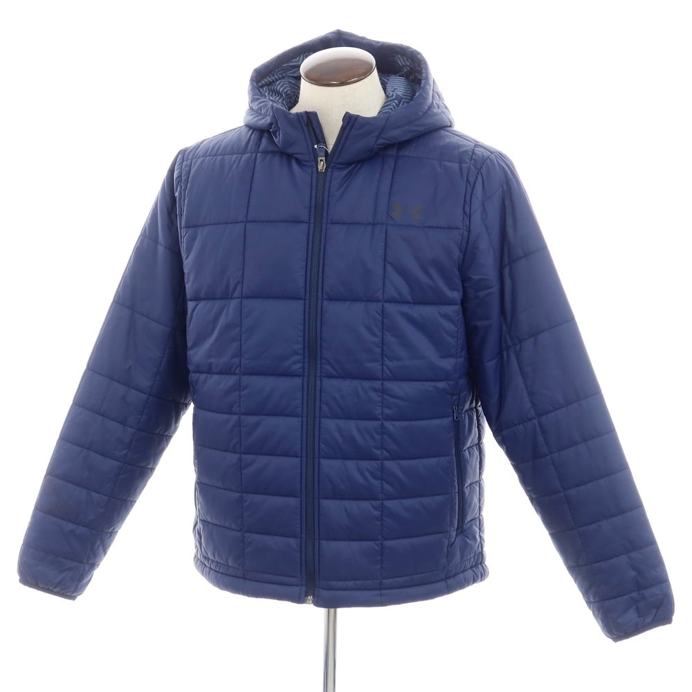 【中古】アンダーアーマー UNDER ARMOUR ナイロン 中綿 フーデッド キルティングブルゾン ネイビー【サイズXL】【メンズ】