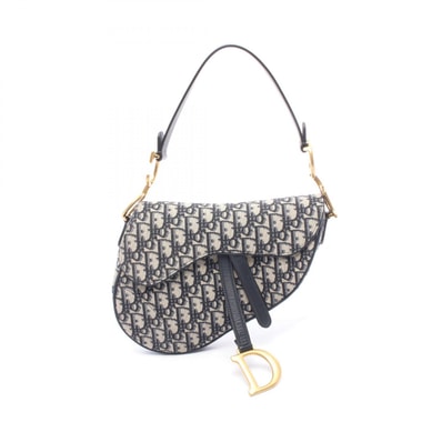 ディオール Dior SADDLE サドル オブリーク ハンドバッグ バッグ キャンバス レザー レディース ネイビー系 / ベージュ系 M0446CTZQ-M928 【中古】