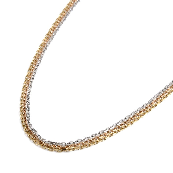 CARTIER カルティエ K18YG/PG/WG トリニティ チェーン ネックレス B7058800 11.3g 54cm レディース【中古】