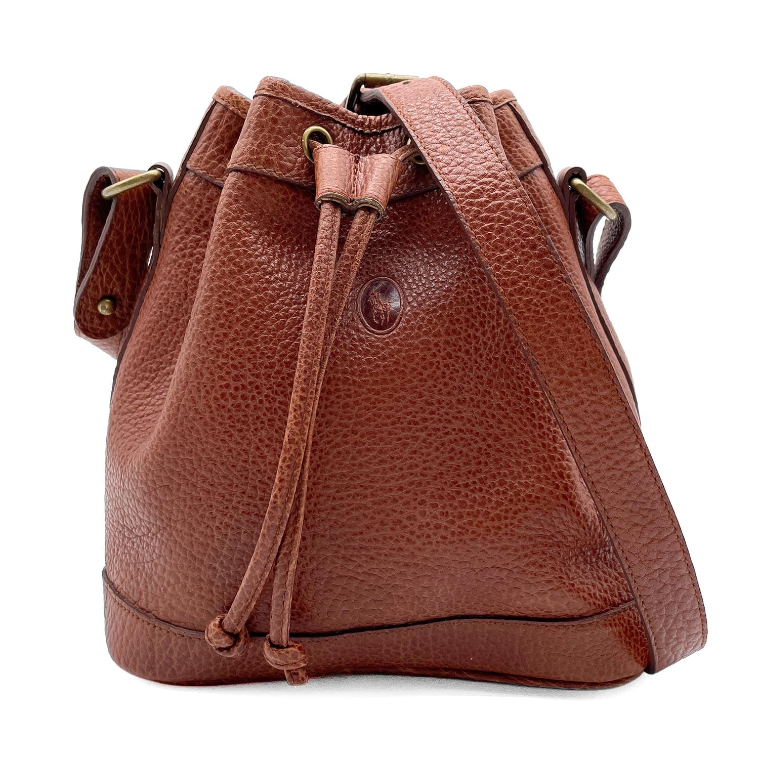 RALPH LAUREN ラルフローレン バケット 巾着 ショルダーバッグ
 ヴィンテージ オールド レザー ブラウン レディース
 【中古】