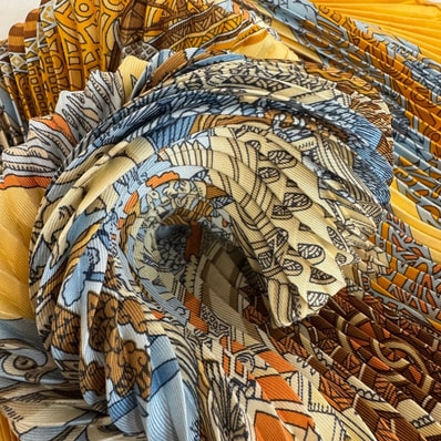 エルメス HERMES スカーフ LATLANTiDE アトランティス大陸 プリーツカレ イエロー