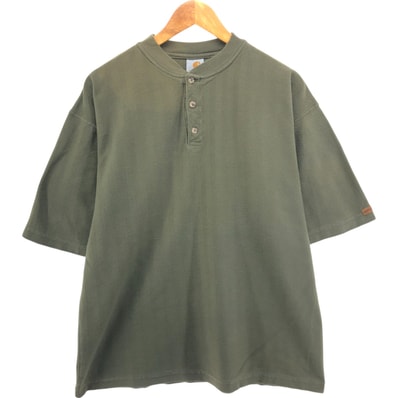 古着 カーハート Carhartt ヘンリーネック ヘリンボーン 無地Tシャツ メンズXL相当/eaa564706