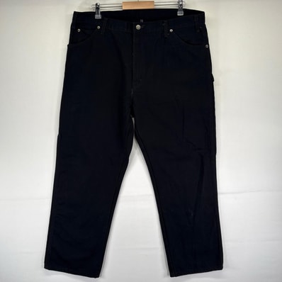 古着 ディッキーズ Dickies ダック パンツ ワークパンツ ジッパーフライ 大きいサイズ ワンポイントロゴ W40×L30 ブラック系 メンズ
