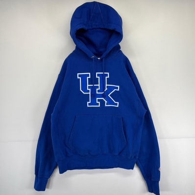 古着 チャンピオン Champion パーカー スウェットパーカー プルオーバー フーディ リバースウィーブ カレッジロゴ M ブルー メンズ